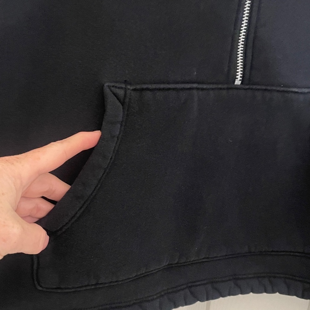 Set Active Black Half-Zip Cropped Sweatshirt Kangaroo Pocket Size Small - Picture 5 of 8